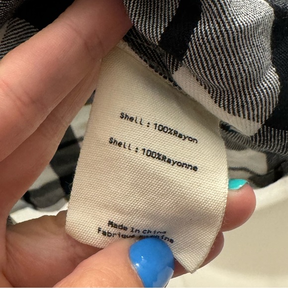 L'agence Black & White Plaid Button Down Long Sleeve Top Size Small - Picture 5 of 6